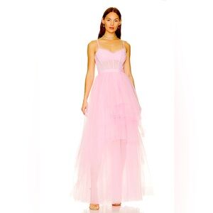 NWT Bcbgmaxazria Katherine evening tulle gown in Rose Pink, size 6.
